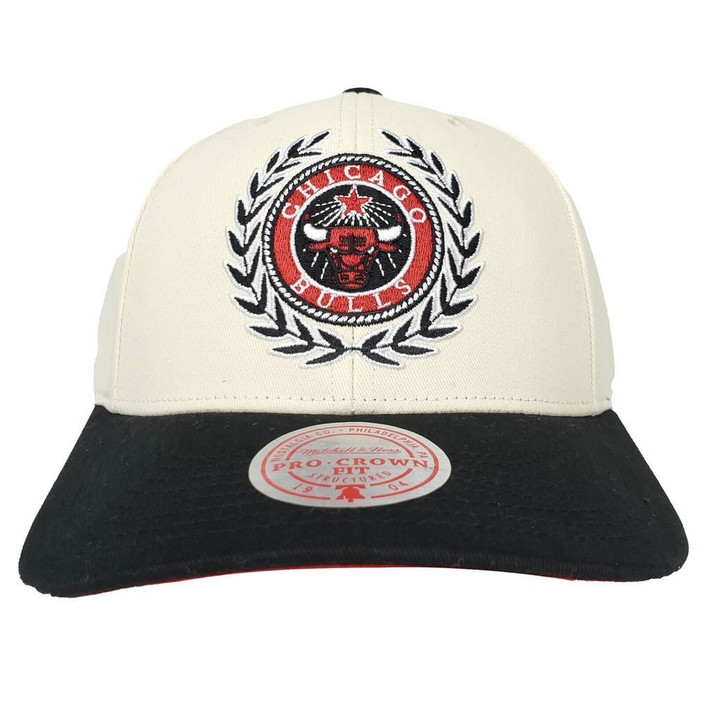 Chicago Bulls Mitchell & Ness NBA Pro Fit Snapback Hat Cap Cream Black NWT